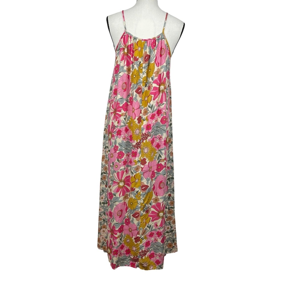 Easel Women's Maxi Dress Large Floral Spaghetti Strap Sundress Retro 70s Boho - Picture 6 of 10